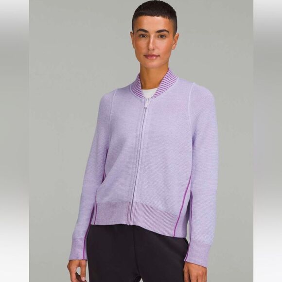 Lululemon Reversible Double-Knit Zip-Up Sweater Faint Lavender Women’s SIZE 4 - Picture 1 of 14